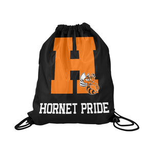 Hornet Pride Black Drawstring Large Drawstring Bag Model 1604 (Twin Sides)  16.5"(W) * 19.3"(H)