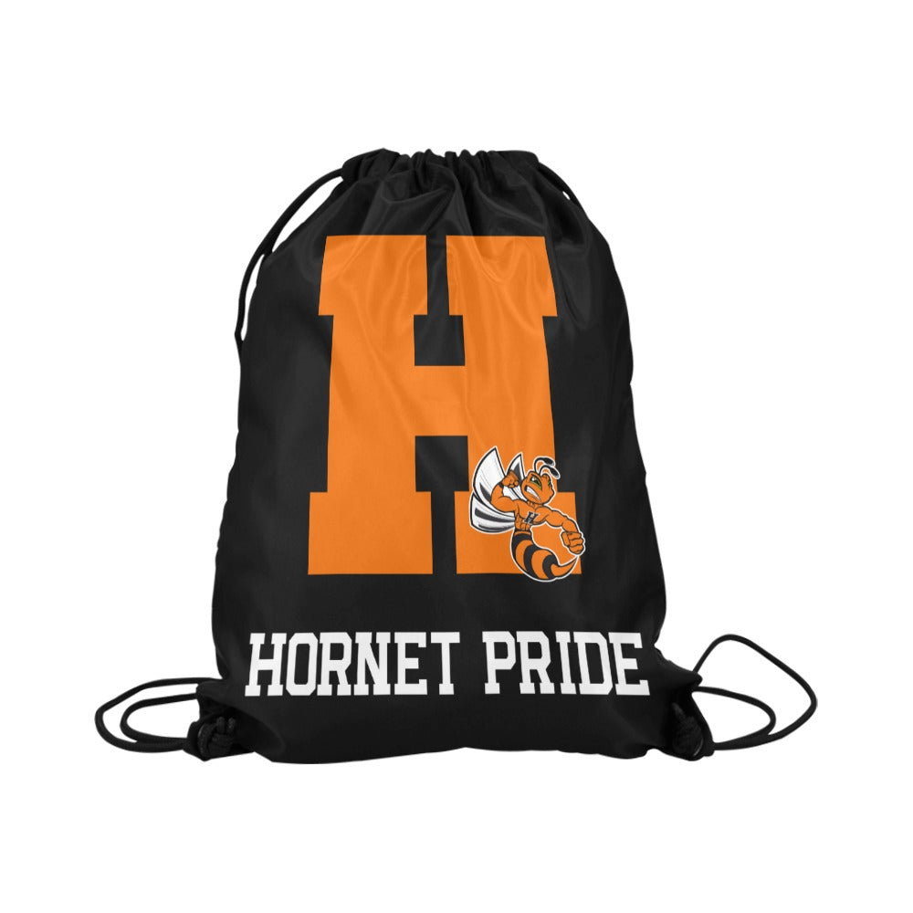 Hornet Pride Black Drawstring Large Drawstring Bag Model 1604 (Twin Sides)  16.5"(W) * 19.3"(H)