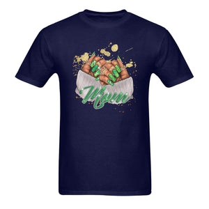 Green Mom Design in Blue Shirt Unisex Heavy Cotton T-Shirt (One Side Printing)