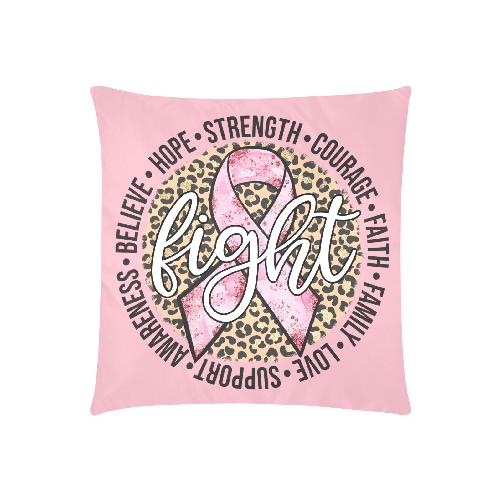 Fight Breast Cancer Circle Design Pillow Case Custom Pillow Case 20"x20" (one side) No Zipper