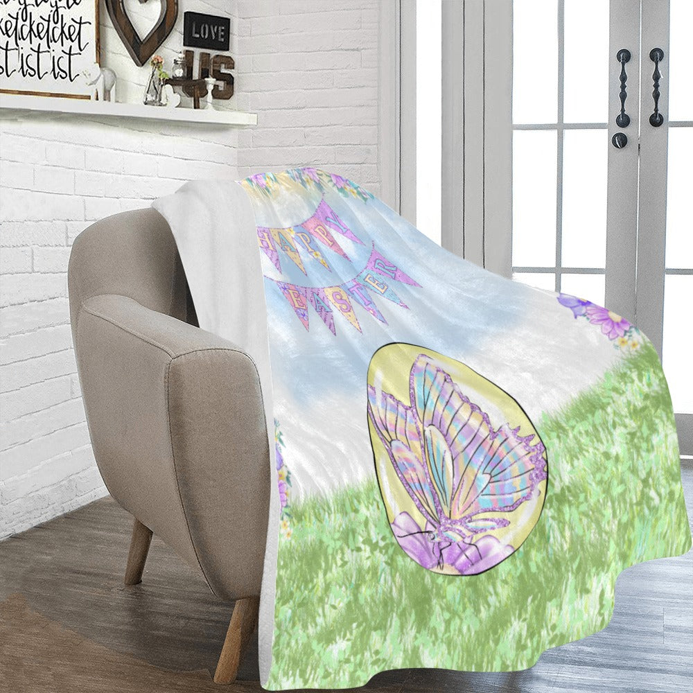 Happy Easter Butterfly Ultra-Soft Micro Fleece Blanket 60"x80"