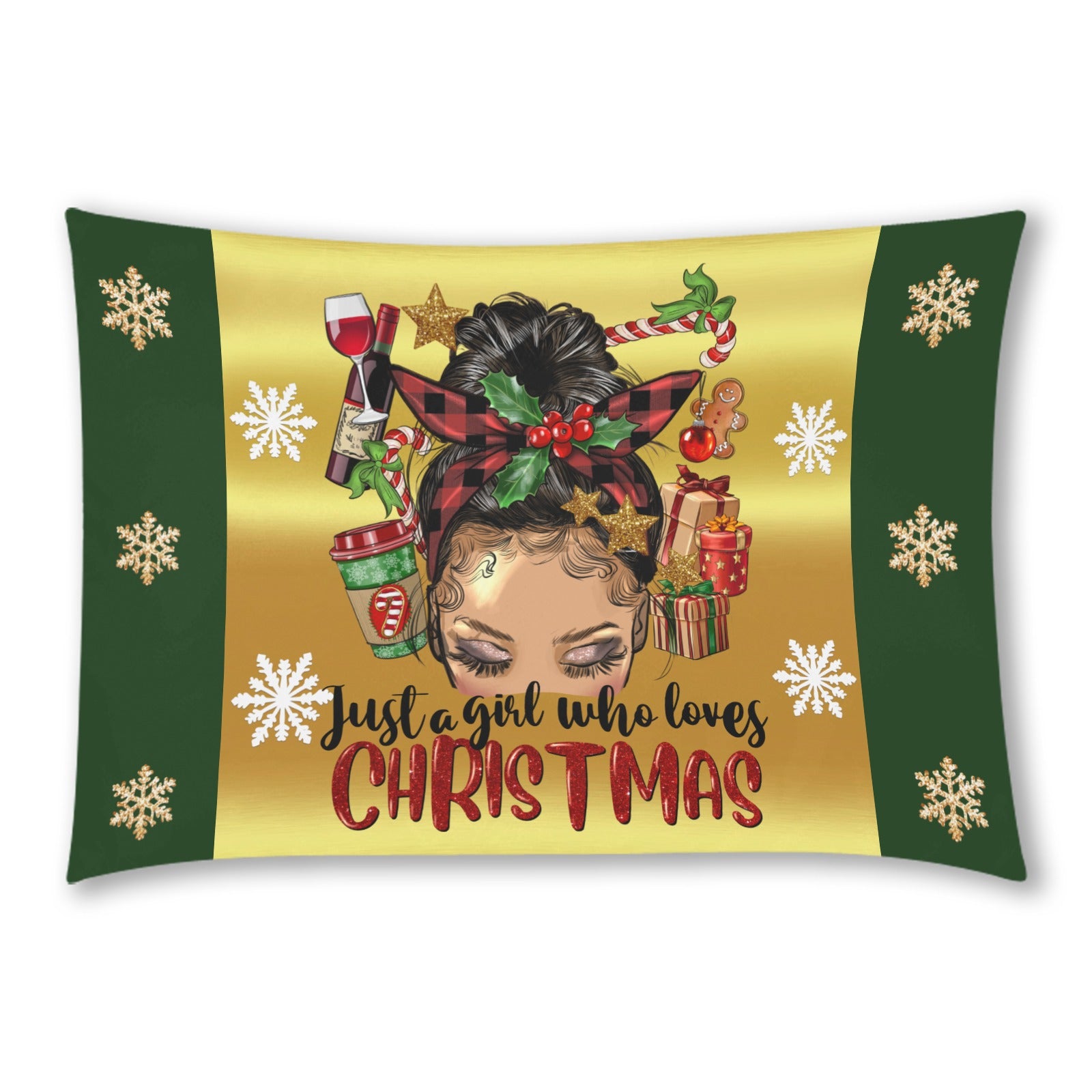 Just a Girl Who Loves Christmas Light Skin Woman Pillow Case 20"x30" (one side) No Zipper