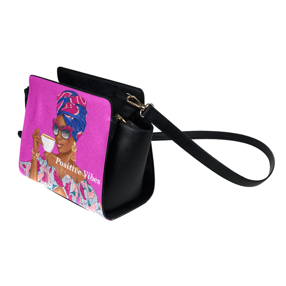 Positive Vibes Purplish Satchel Bag Satchel Bag (Model 1635)