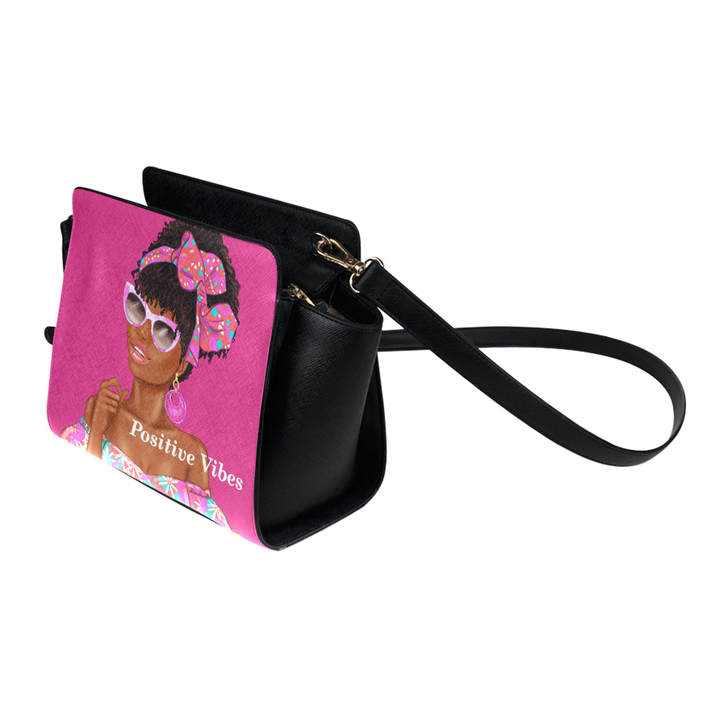 Positive Vibes Pink Satchel Bag Satchel Bag (Model 1635)