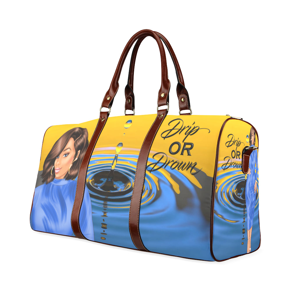 Drip or Drown Blue Dress Waterproof Travel Bag/Small (Model 1639)