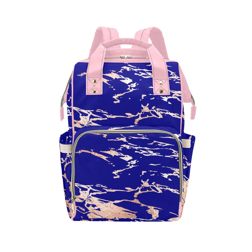 Navy Blue Marble Multi-Function Diaper Backpack/Diaper Bag (Model 1688)