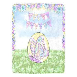 Happy Easter Butterfly Ultra-Soft Micro Fleece Blanket 60"x80"