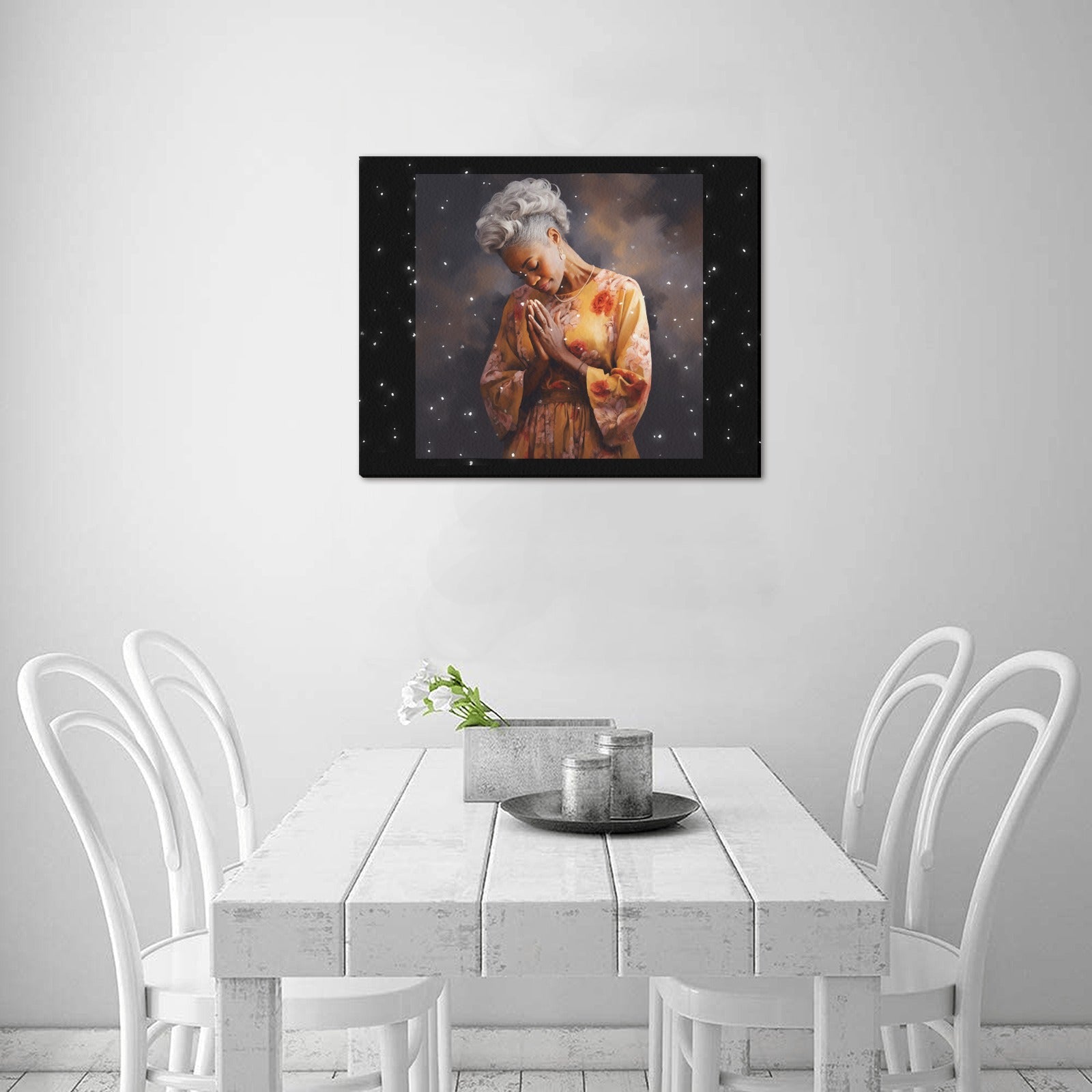 A Praying Woman Frame Canvas Print 20"x16"