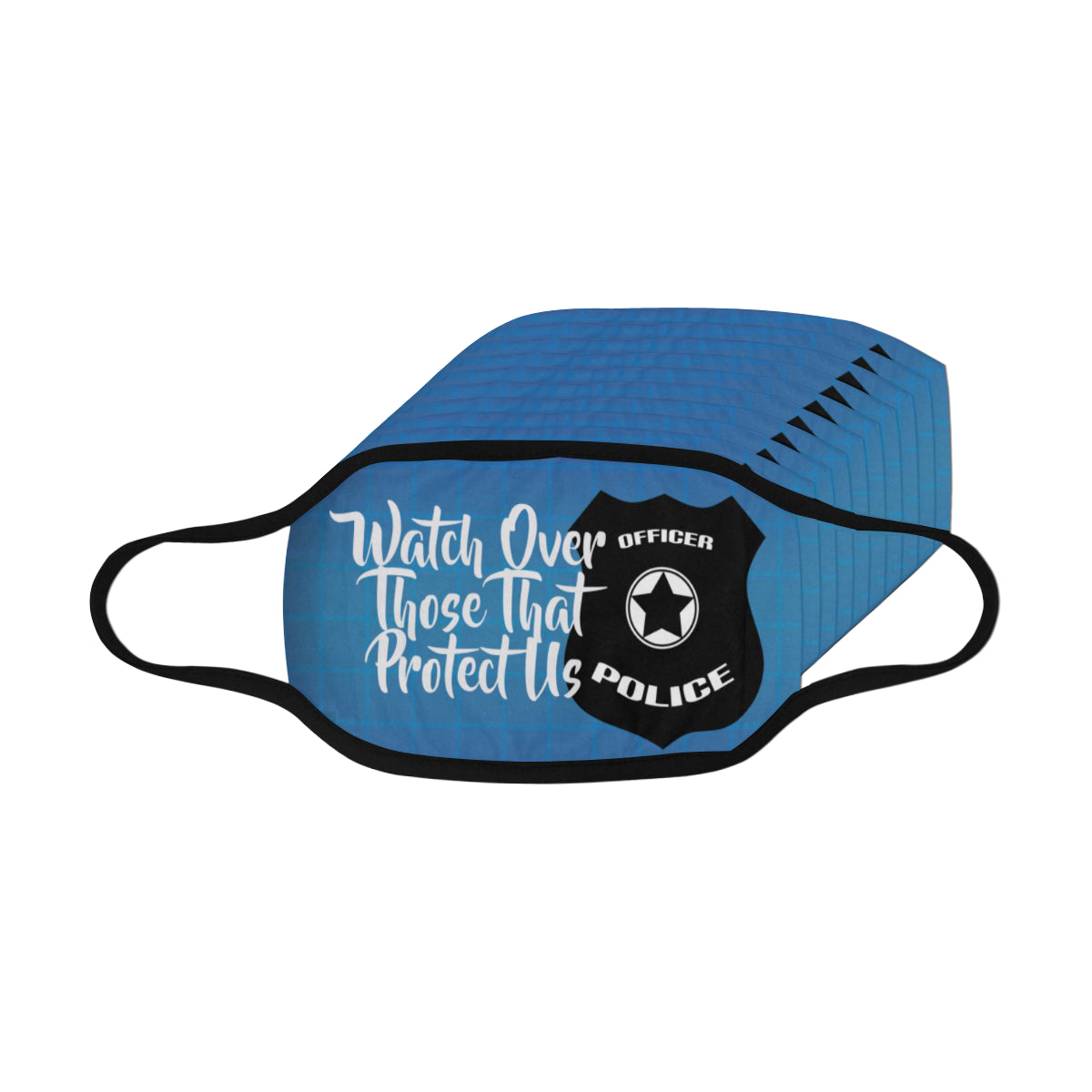 Watch Over Those Officers Grid Mask Mouth Mask (Pack of 10)