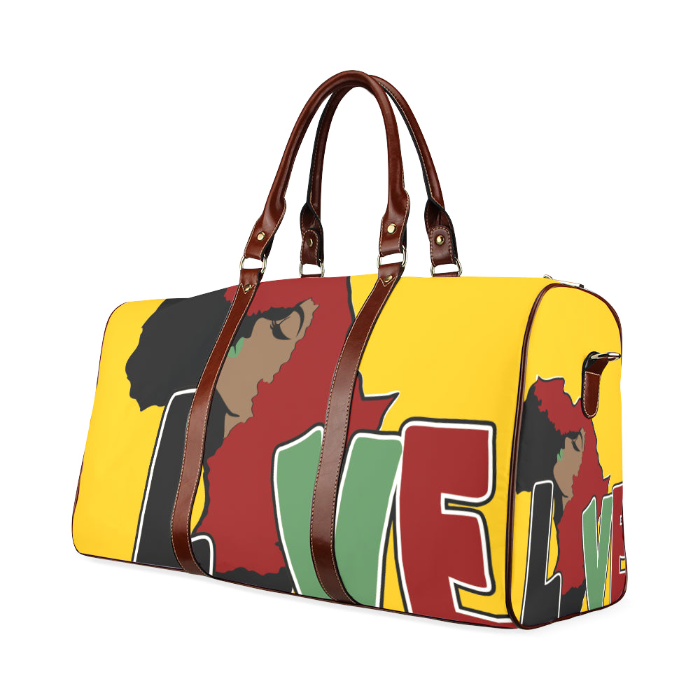 AFRICA_LOVE Yellow Background Bag Waterproof Travel Bag/Small (Model 1639)