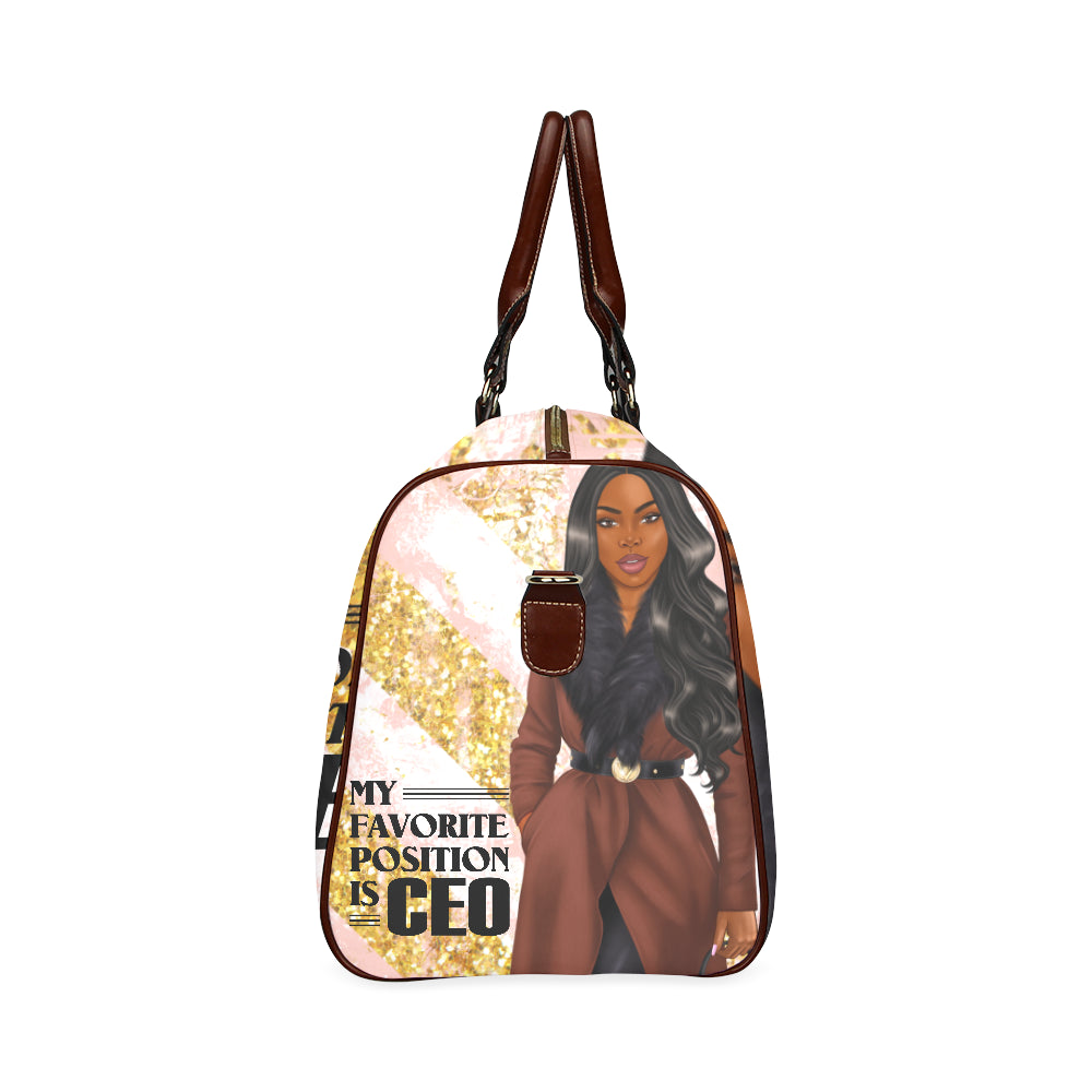 Favorite Position is CEO Brown Coat Waterproof Travel Bag/Small (Model 1639)