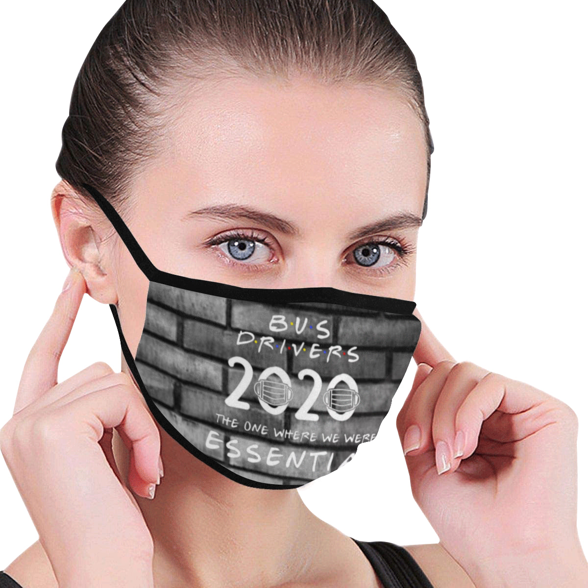 Bus Driver Mask Brick Background Mouth Mask (2 Filters Included)