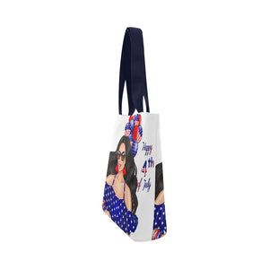 Happy 4th of July Black Hair Woman Canvas Tote Bag (Model 1657)