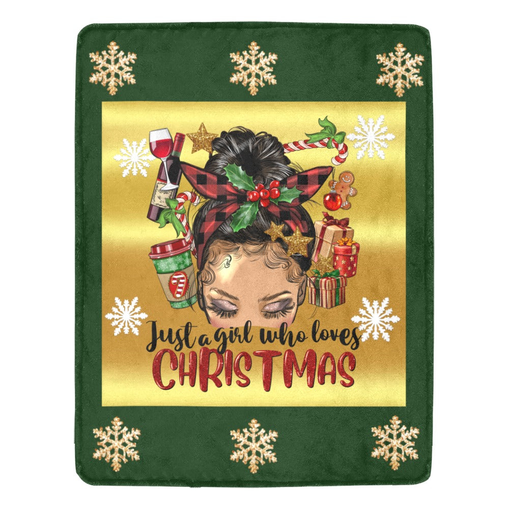 Just a Girl Who Loves Christmas Light Skin Blanket Ultra-Soft Micro Fleece Blanket 54"x70"