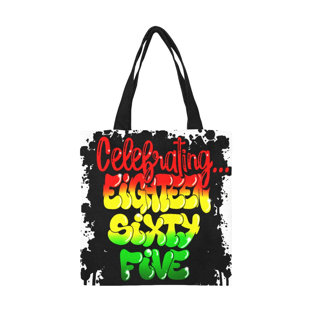 JUNETEENTH 1865 Blk Background Airbrush All Over Print Canvas Tote Bag/Small (Model 1697)