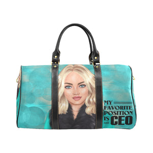 Position is CEO Blue Background Blonde Hair New Waterproof Travel Bag/Small (Model 1639)