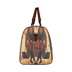 Gemini Vibes Wavy Bob and Fur Collar Waterproof Travel Bag/Small (Model 1639)