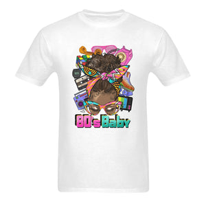 Afro_Messy_Bun_80s_Baby Men's Heavy Cotton T-Shirt (One Side Printing)