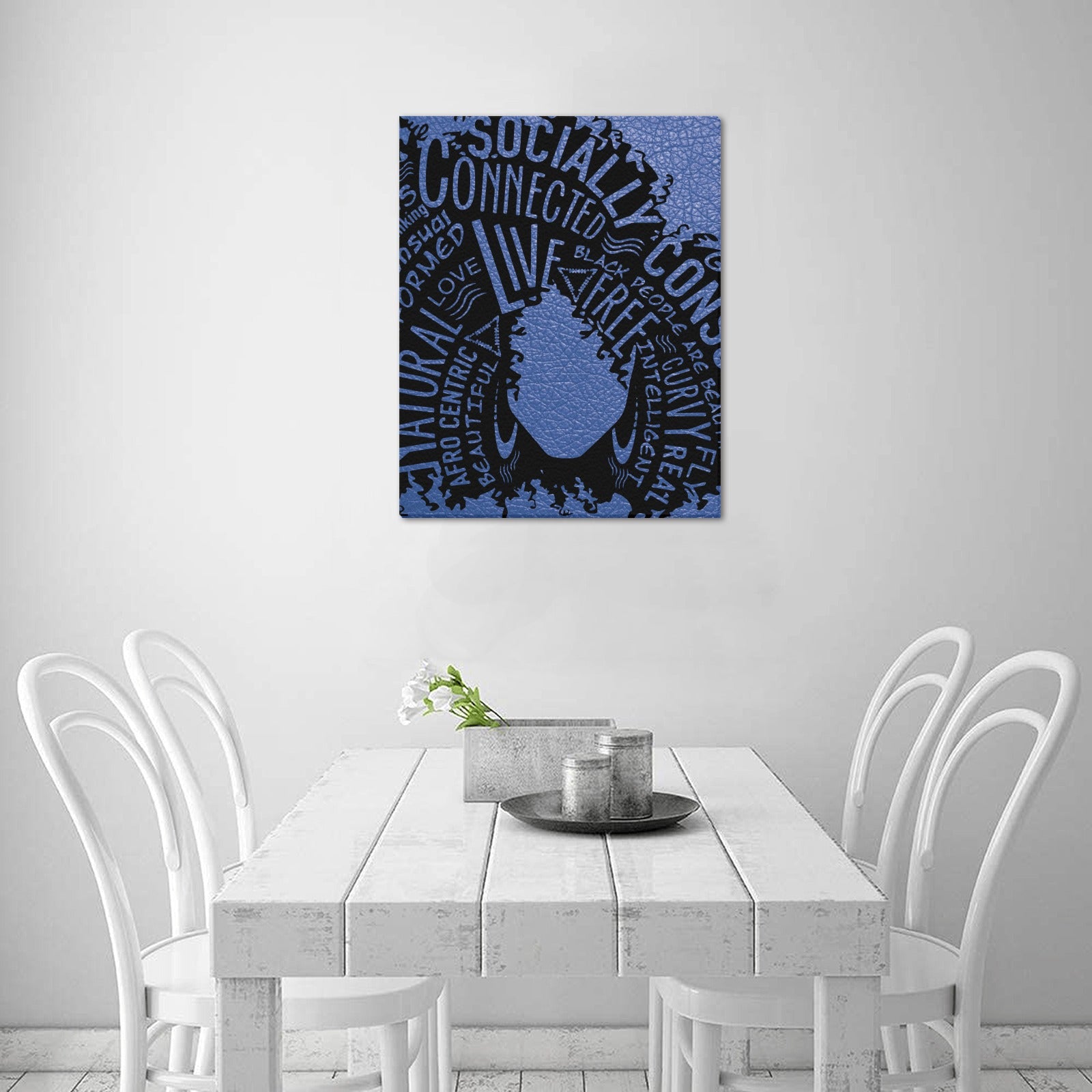 Afro Girl with Blue Background Frame Canvas Print 16"x20"