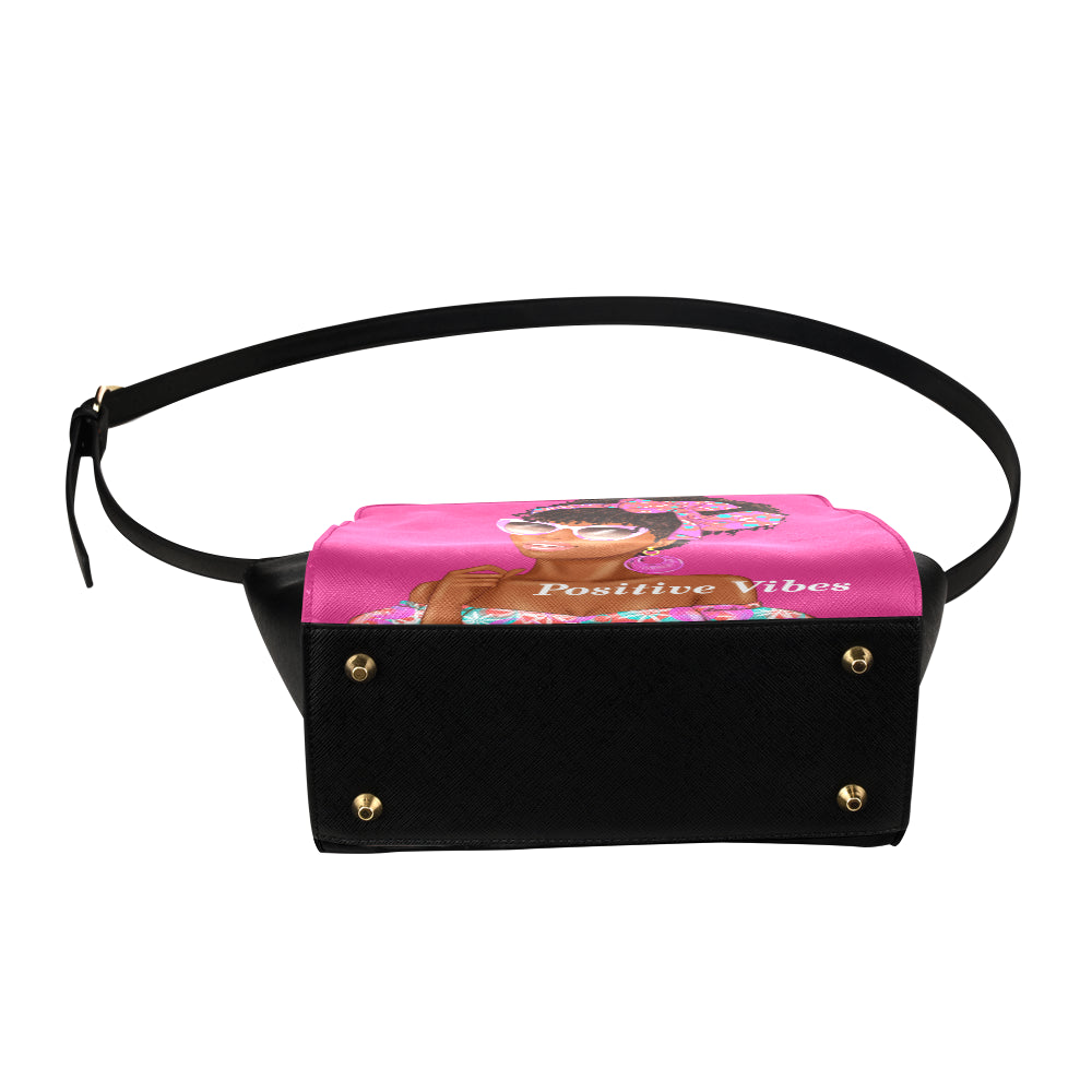 Positive Vibes Pink Satchel Bag Satchel Bag (Model 1635)