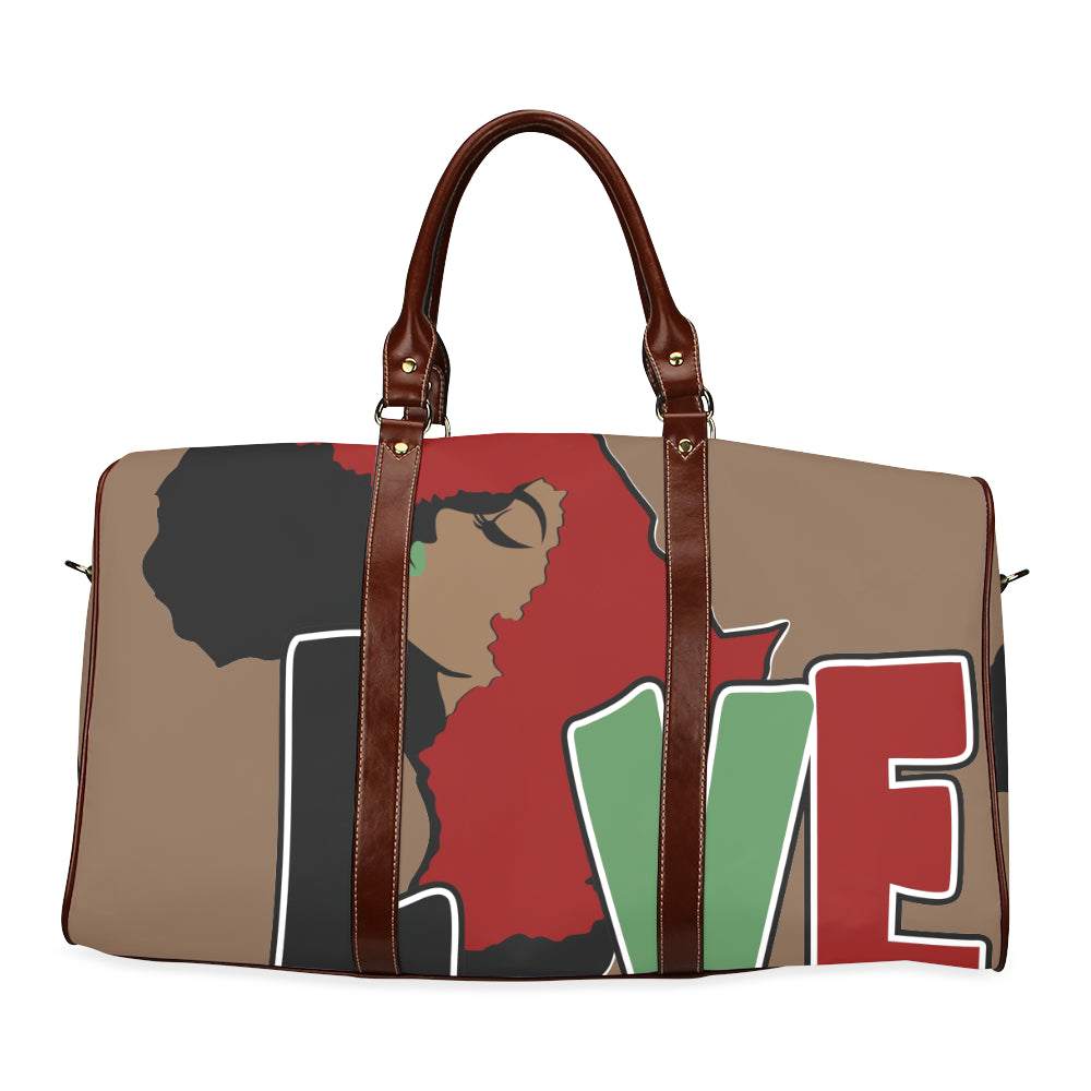 AFRICA_LOVE Taupe Background Bag Waterproof Travel Bag/Small (Model 1639)