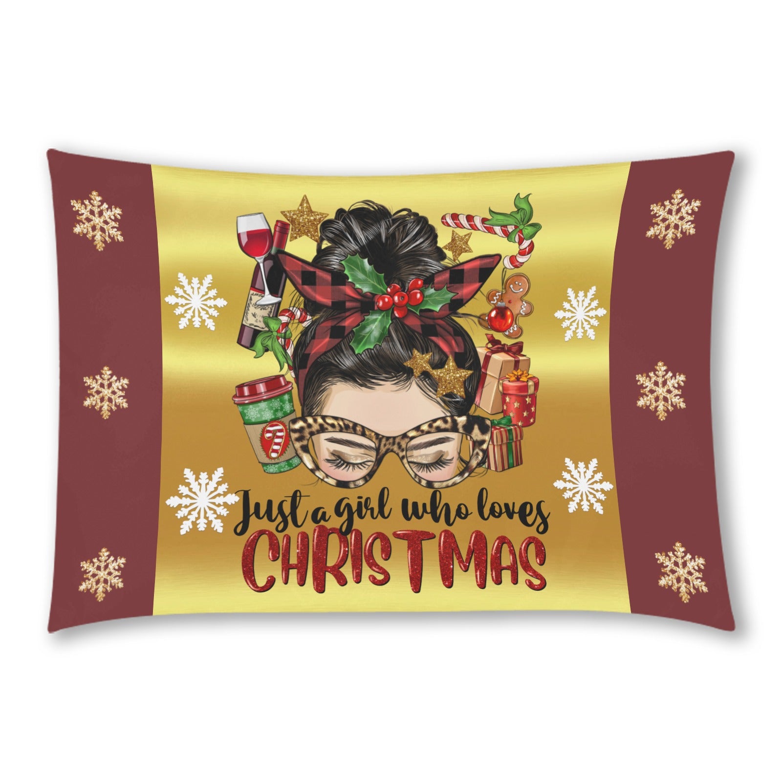 Just a Girl Who Loves Christmas White Skin Woman Pillow Case 20"x30" (one side) No Zipper