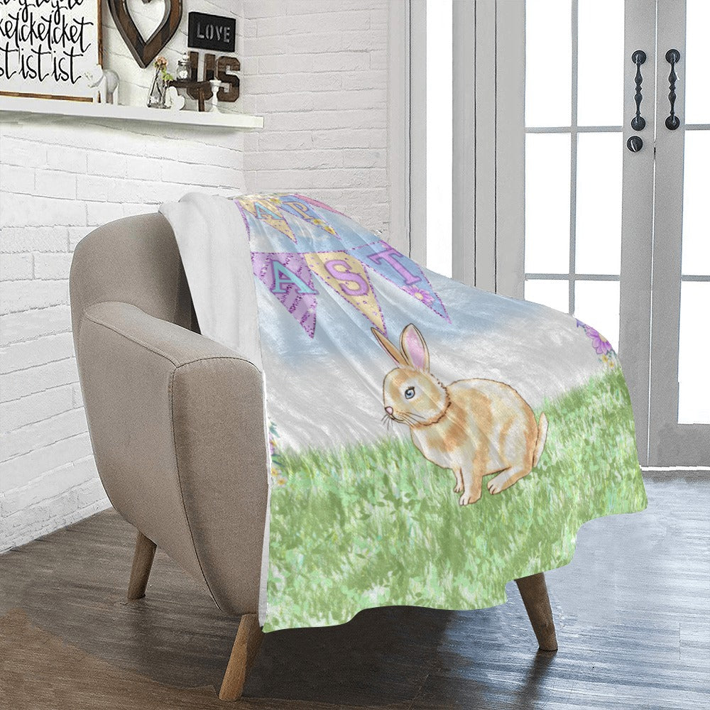 Happy Easter with Bunny 30x40 Ultra-Soft Micro Fleece Blanket 30''x40''