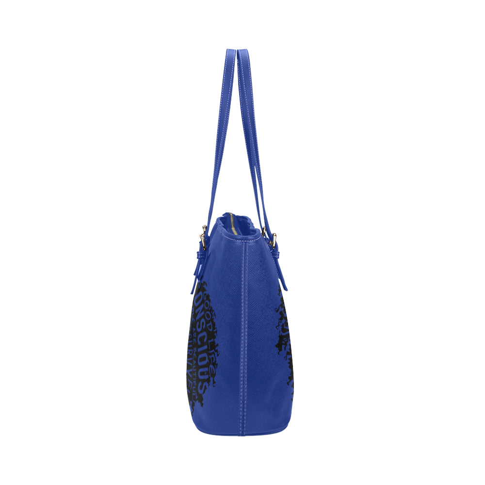 Afro Word Woman Leather Tote Bag/Large (Model 1651)
