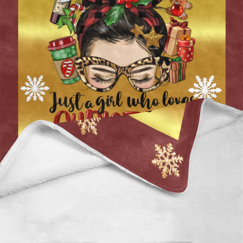 Just a Girl Who Loves Christmas White Skin Blanket Ultra-Soft Micro Fleece Blanket 54"x70"