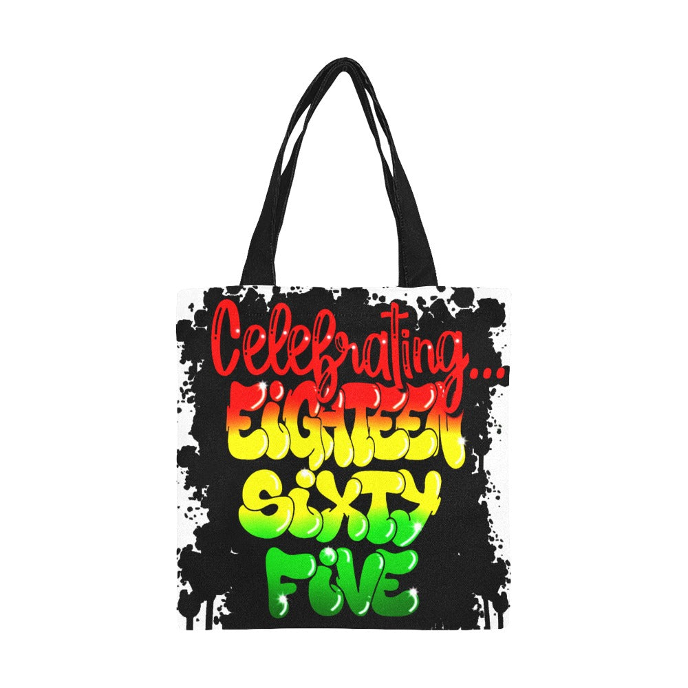 JUNETEENTH 1865 Blk Background Airbrush All Over Print Canvas Tote Bag/Small (Model 1697)