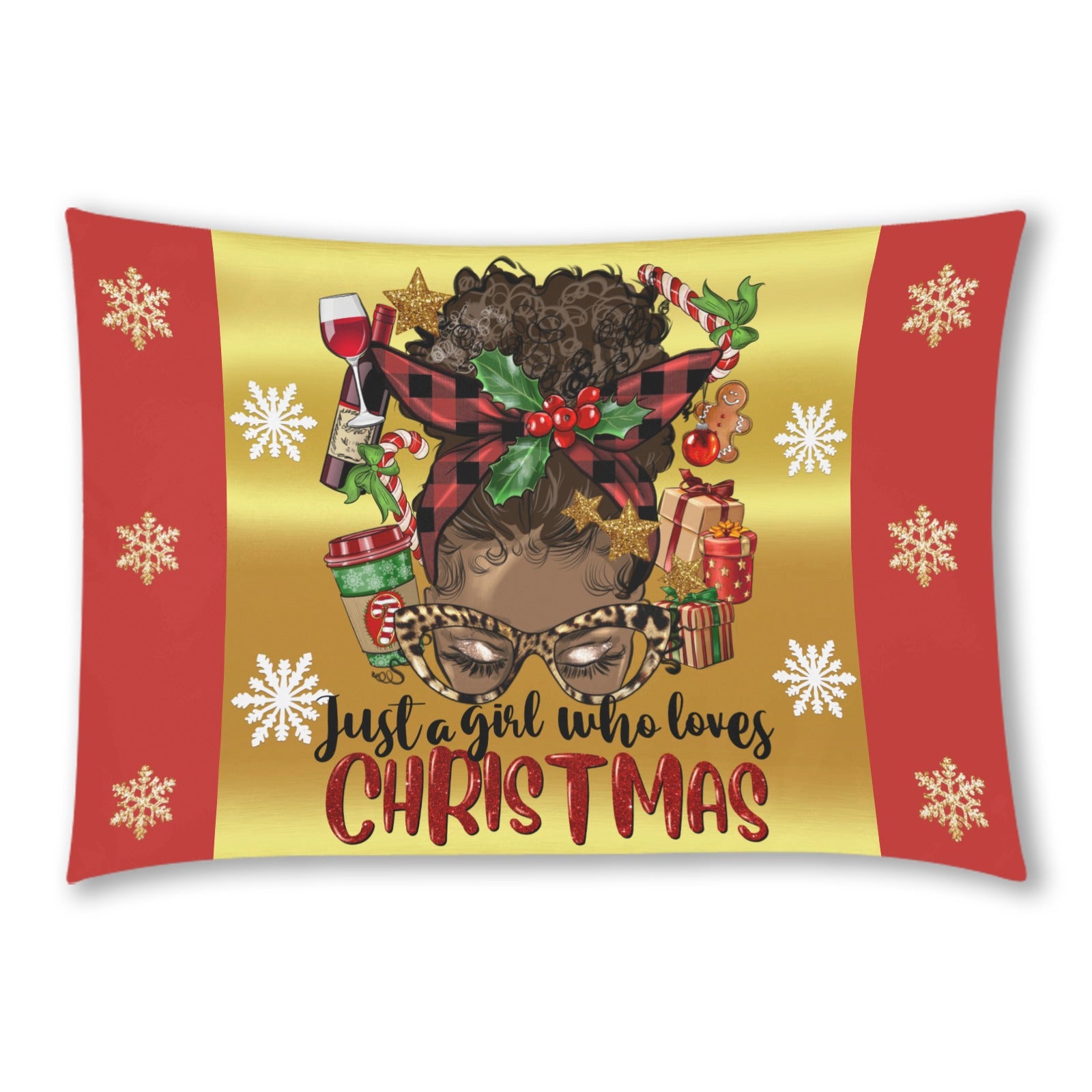 Just A Girl Who Loves Christmas Brown Skin Woman Pillow Case 20"x30" (one side) No Zipper