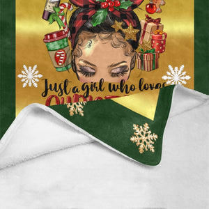 Just a Girl Who Loves Christmas Light Skin Blanket Ultra-Soft Micro Fleece Blanket 54"x70"