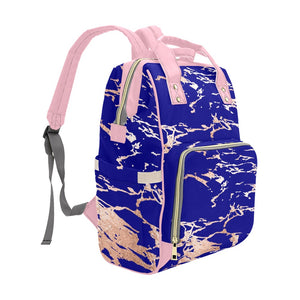 Navy Blue Marble Multi-Function Diaper Backpack/Diaper Bag (Model 1688)