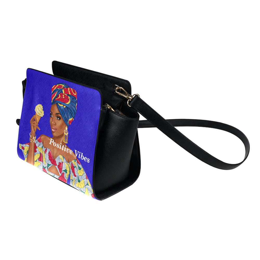 Positive Vibes Blue Satchel Bag Satchel Bag (Model 1635)