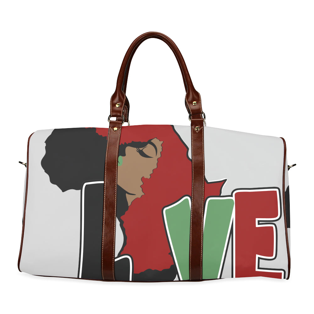 Africa Love Silver Background Bag Waterproof Travel Bag/Small (Model 1639)