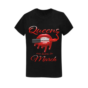 Queens are Born in March Women's Heavy Cotton Short Sleeve T-Shirt