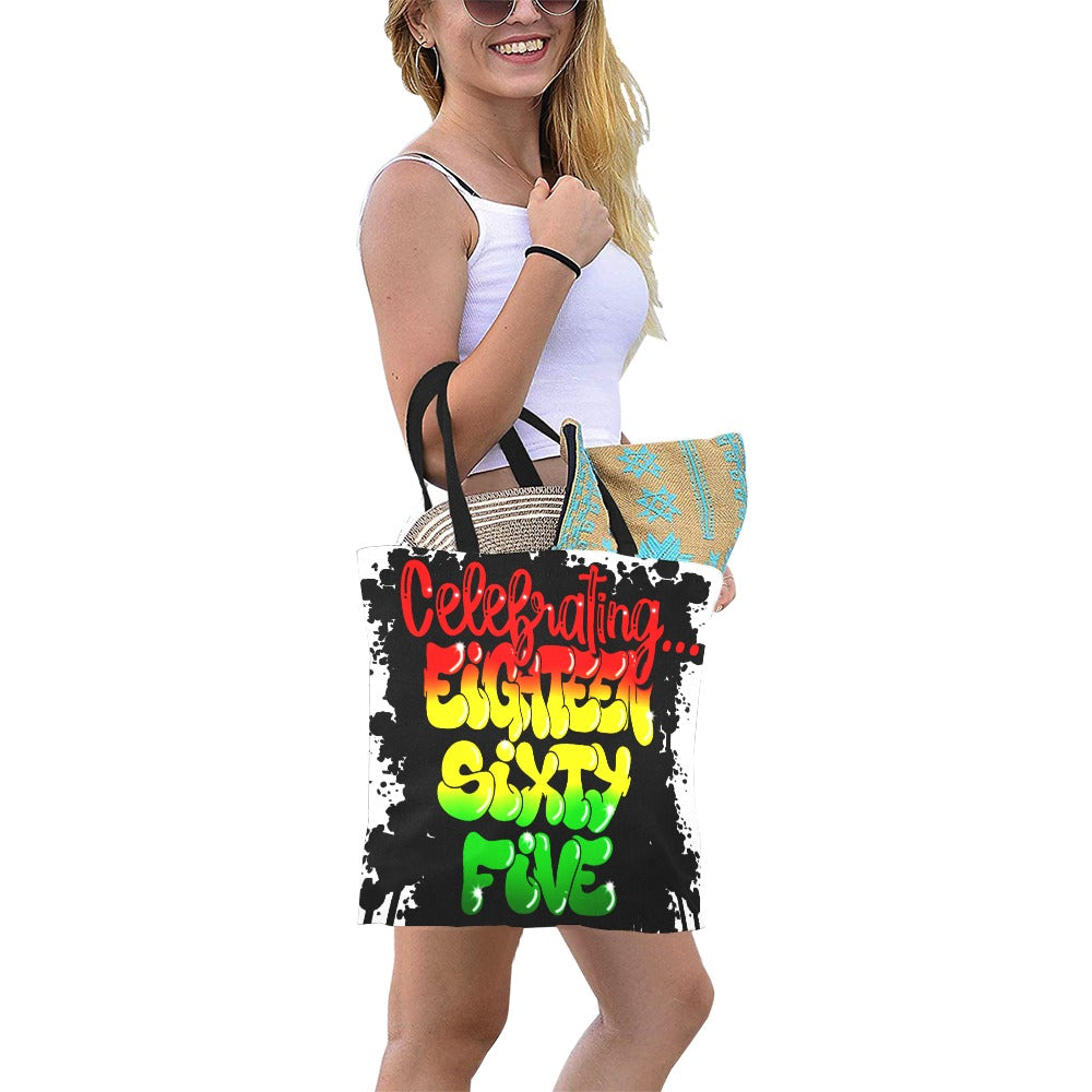 JUNETEENTH 1865 Blk Background Airbrush All Over Print Canvas Tote Bag/Small (Model 1697)