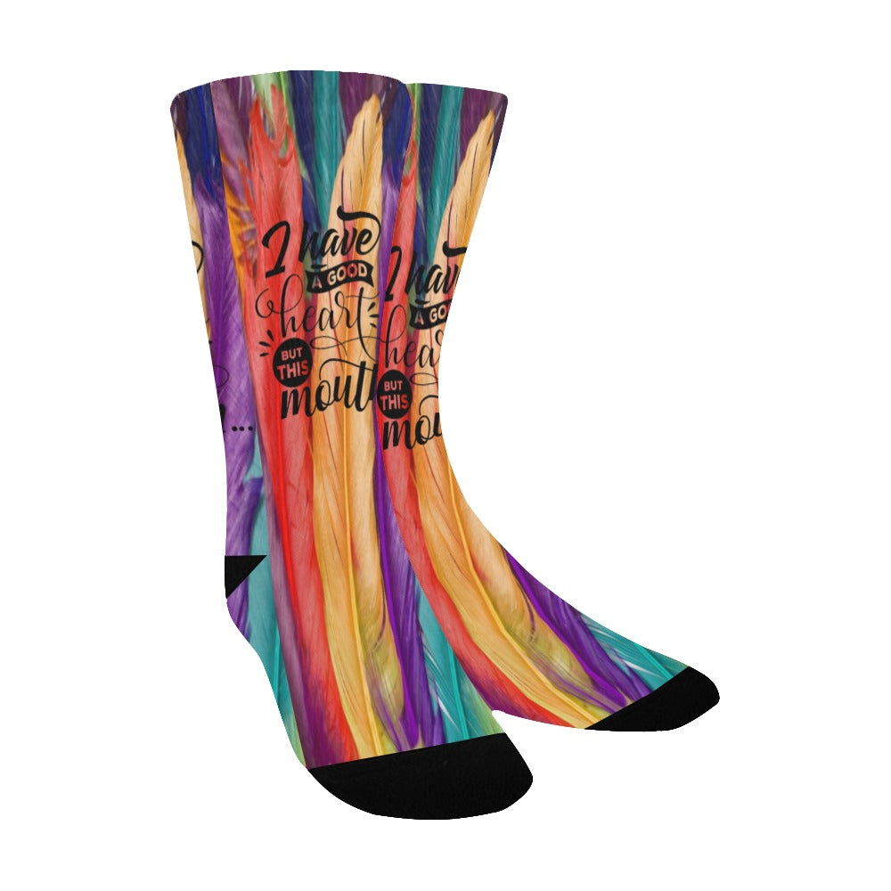 I have a good heart but this mouth Kid Socks Custom Socks for Kids