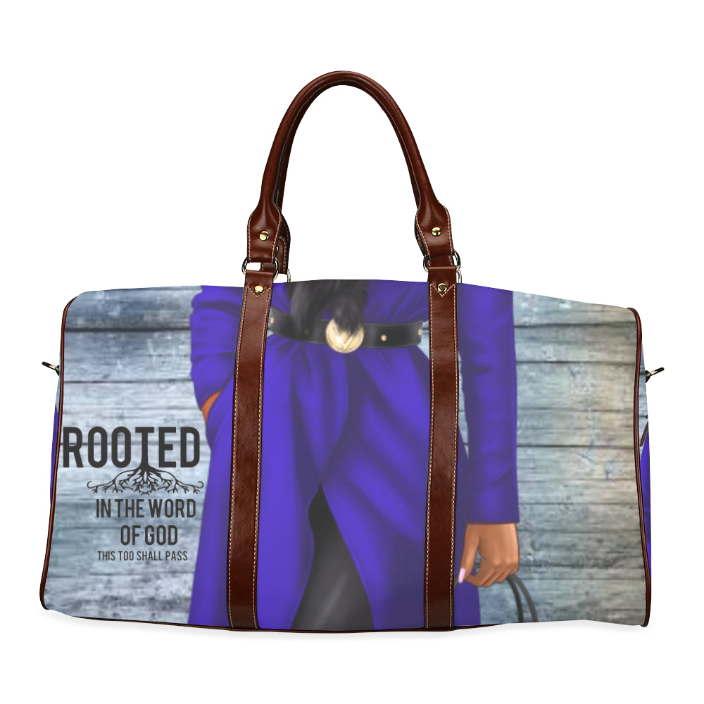 Rooted in the Word of God Locs with Blue Coat Waterproof Travel Bag/Small (Model 1639)