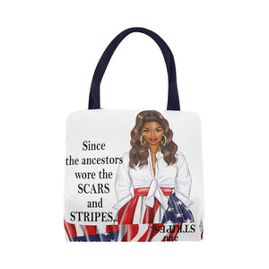 Since the Ancestors Wore the Scars and Stripes Wavy Hair Canvas Tote Bag (Model 1657)