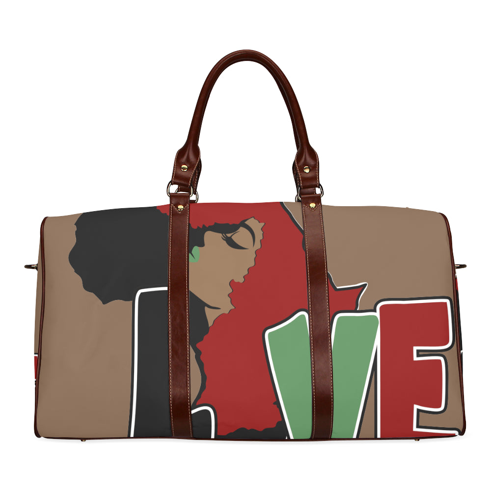 AFRICA_LOVE Taupe Background Bag Waterproof Travel Bag/Small (Model 1639)