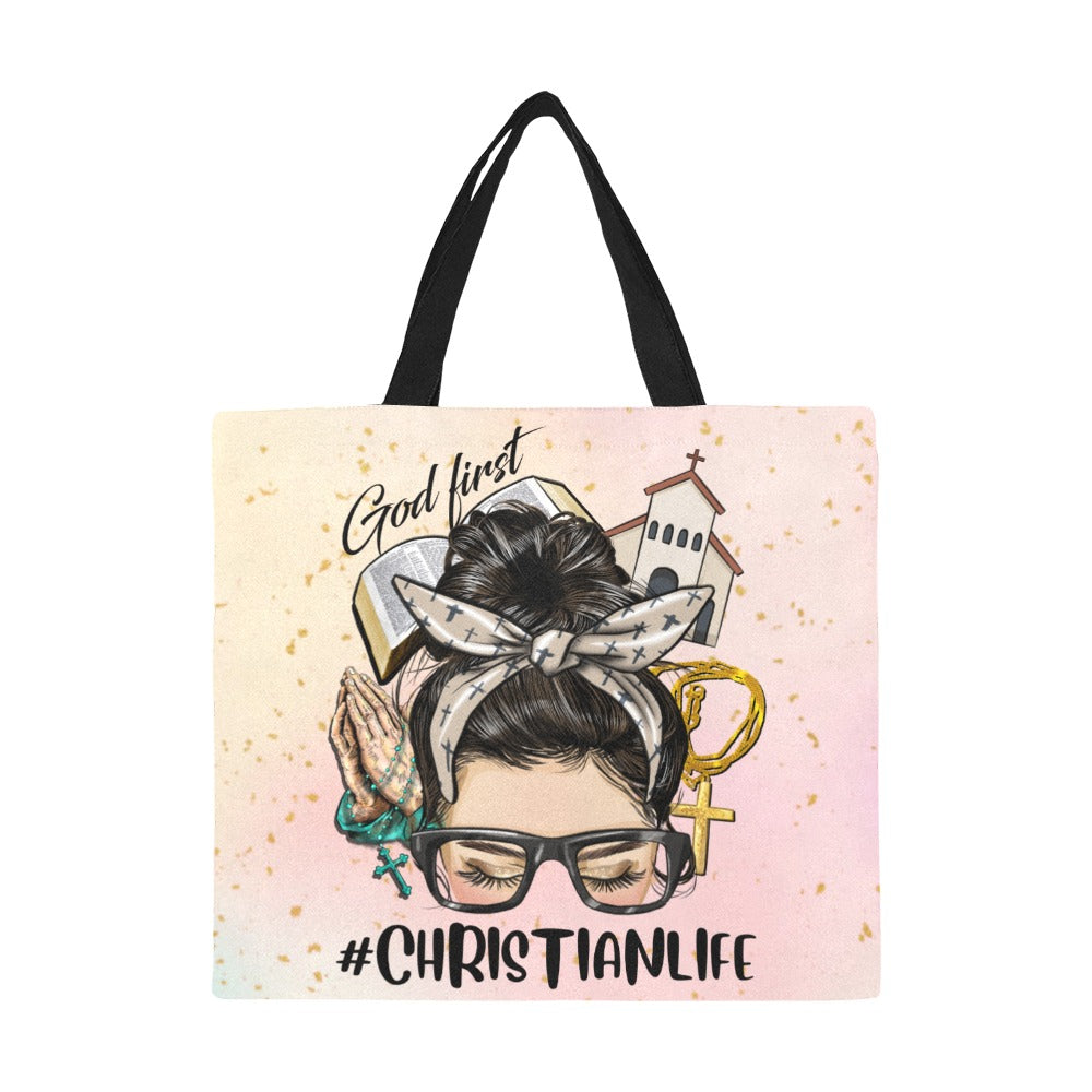 Christian Life White Complexion All Over Print Canvas Tote Bag/Large (Model 1699)