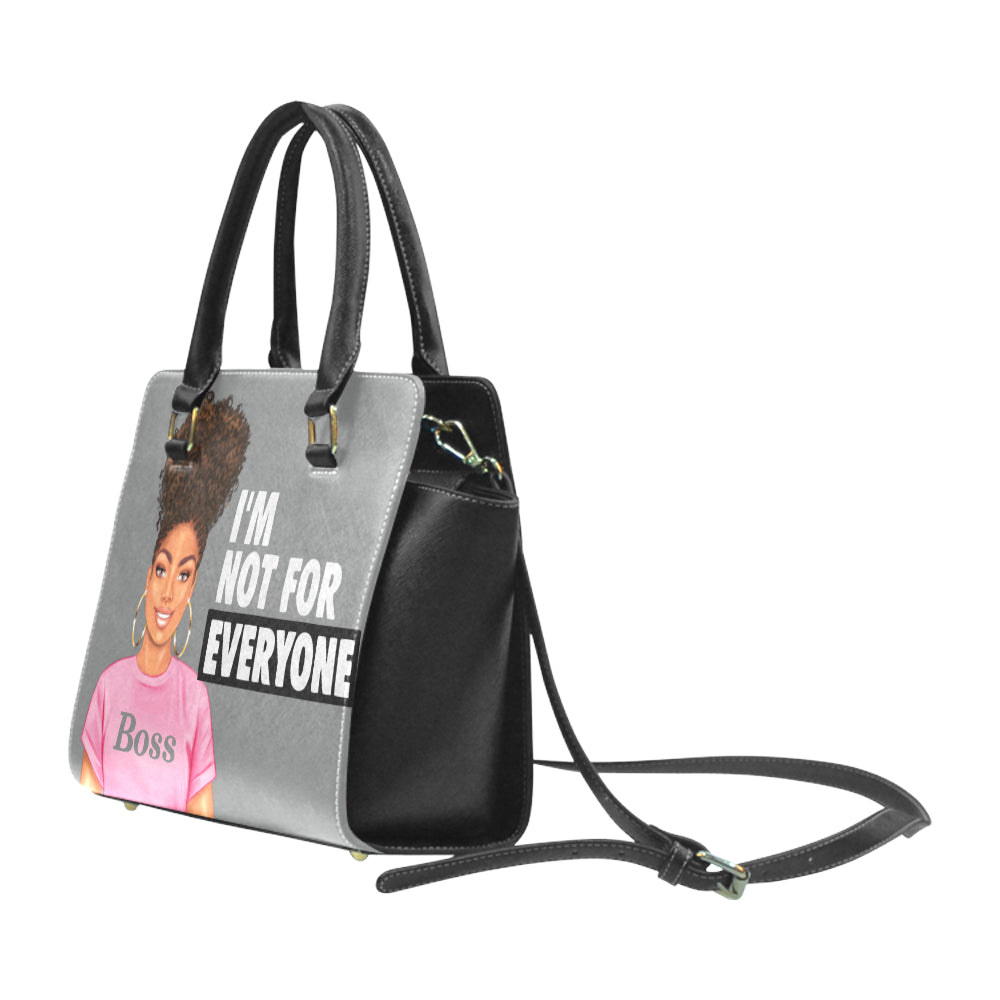 I'm Not For Everyone Grey Background Rivet Shoulder Handbag (Model 1645)