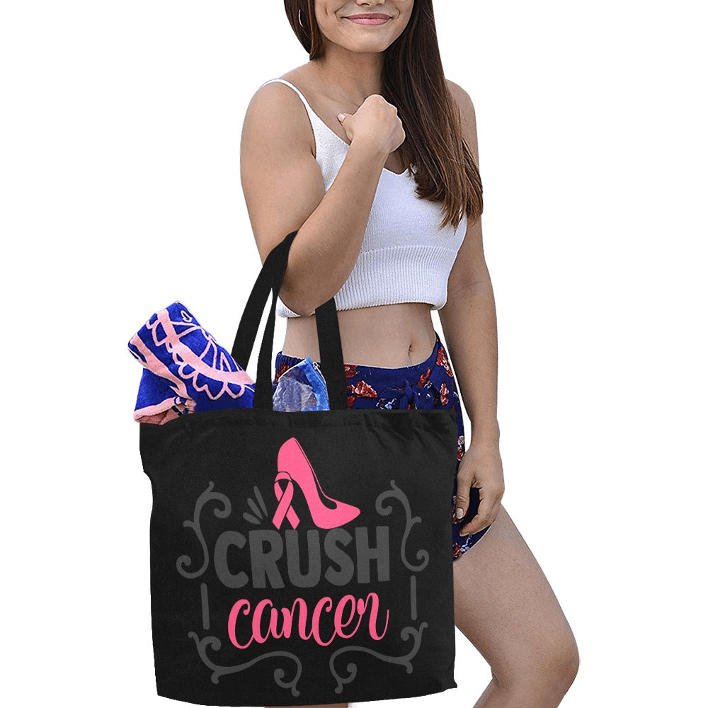 Crush Cancer High Heel Tote All Over Print Canvas Tote Bag/Large (Model 1699)