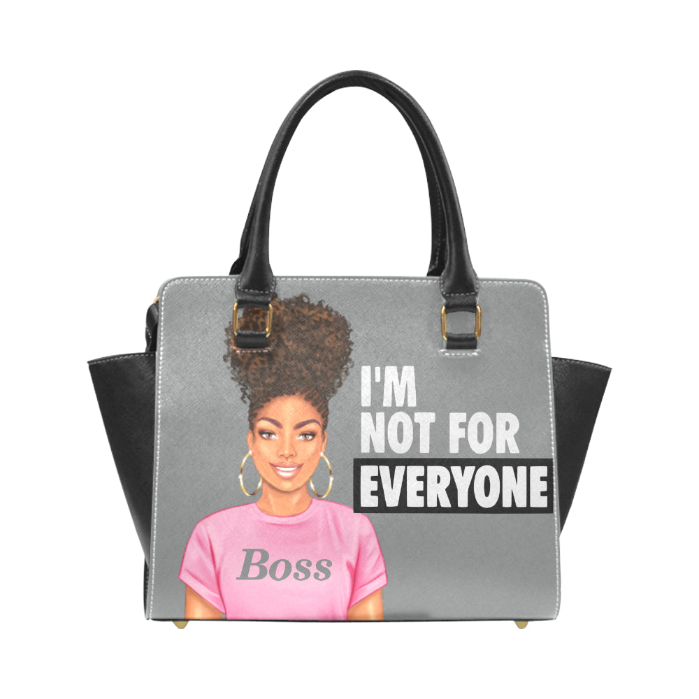 I'm Not For Everyone Grey Background Rivet Shoulder Handbag (Model 1645)