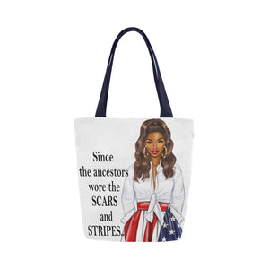 Since the Ancestors Wore the Scars and Stripes Wavy Hair Canvas Tote Bag (Model 1657)