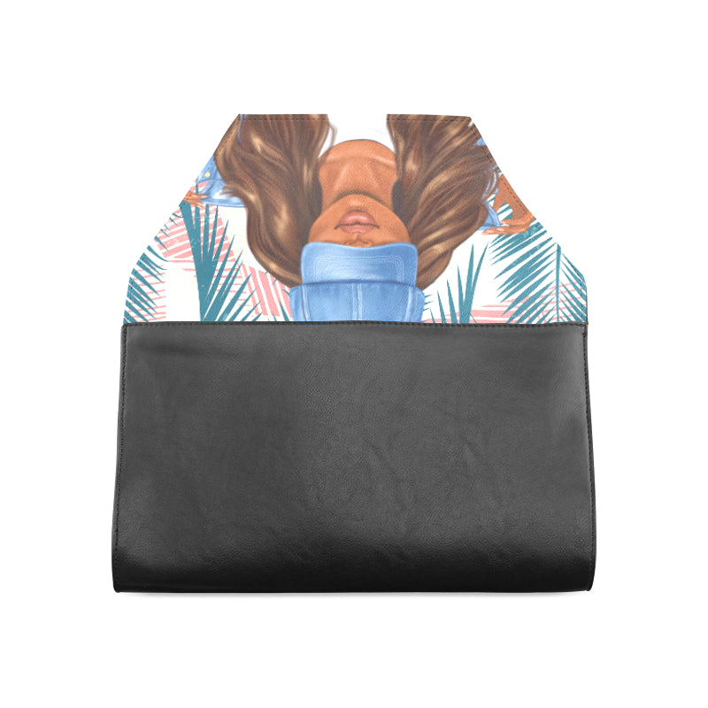 Brown Hair Clutch Clutch Bag (Model 1630)