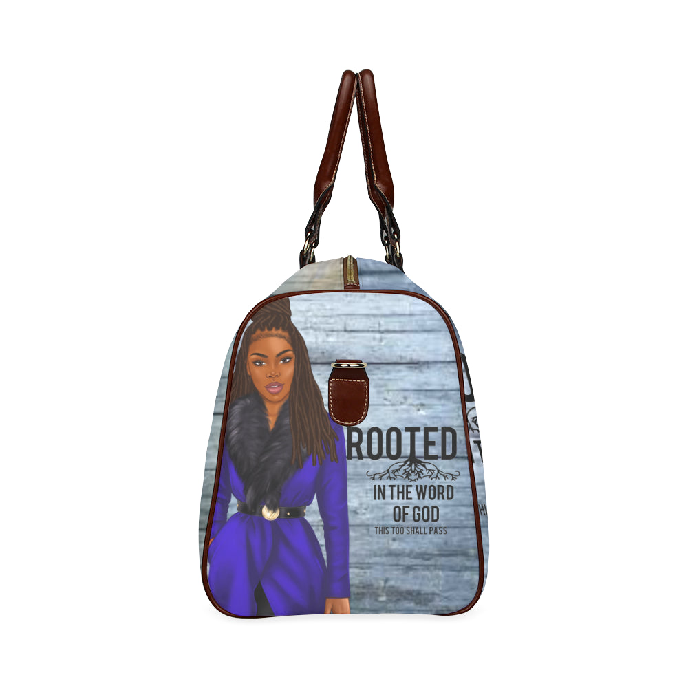 Rooted in the Word of God Locs with Blue Coat Waterproof Travel Bag/Small (Model 1639)