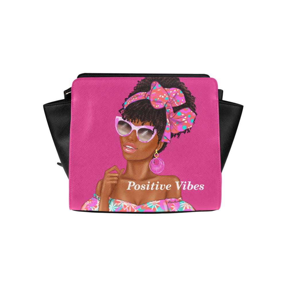 Positive Vibes Pink Satchel Bag Satchel Bag (Model 1635)