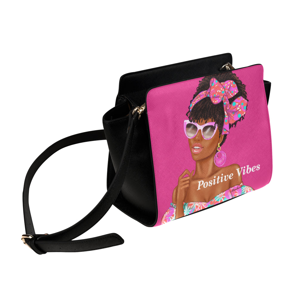 Positive Vibes Pink Satchel Bag Satchel Bag (Model 1635)